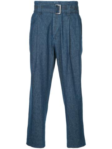 Clane Homme High Waisted Tapered Trousers - Blue