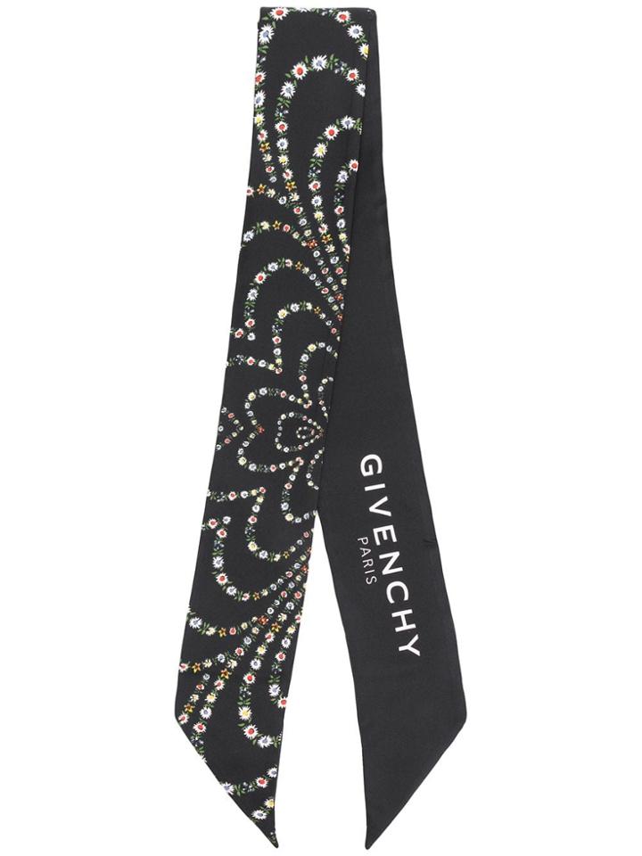 Givenchy Floral Print Slim Scarf - Black