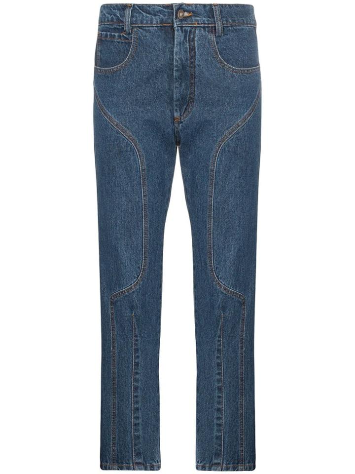 Delada Moto High-waisted Straight Leg Cropped Jeans - Blue