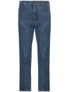 Delada Moto High-waisted Straight Leg Cropped Jeans - Blue