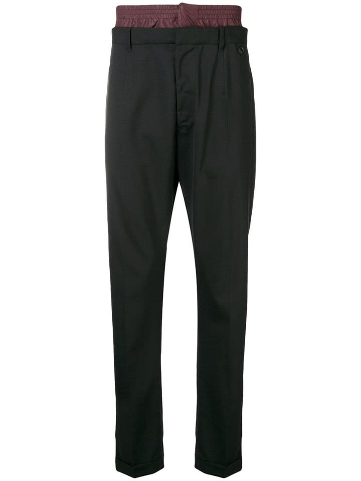 Prada Double Waistband Tailored Trousers - Black