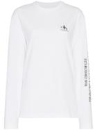 Calvin Klein Jeans Est. 1978 Ok Logo Print Long Sleeve T-shirt - White