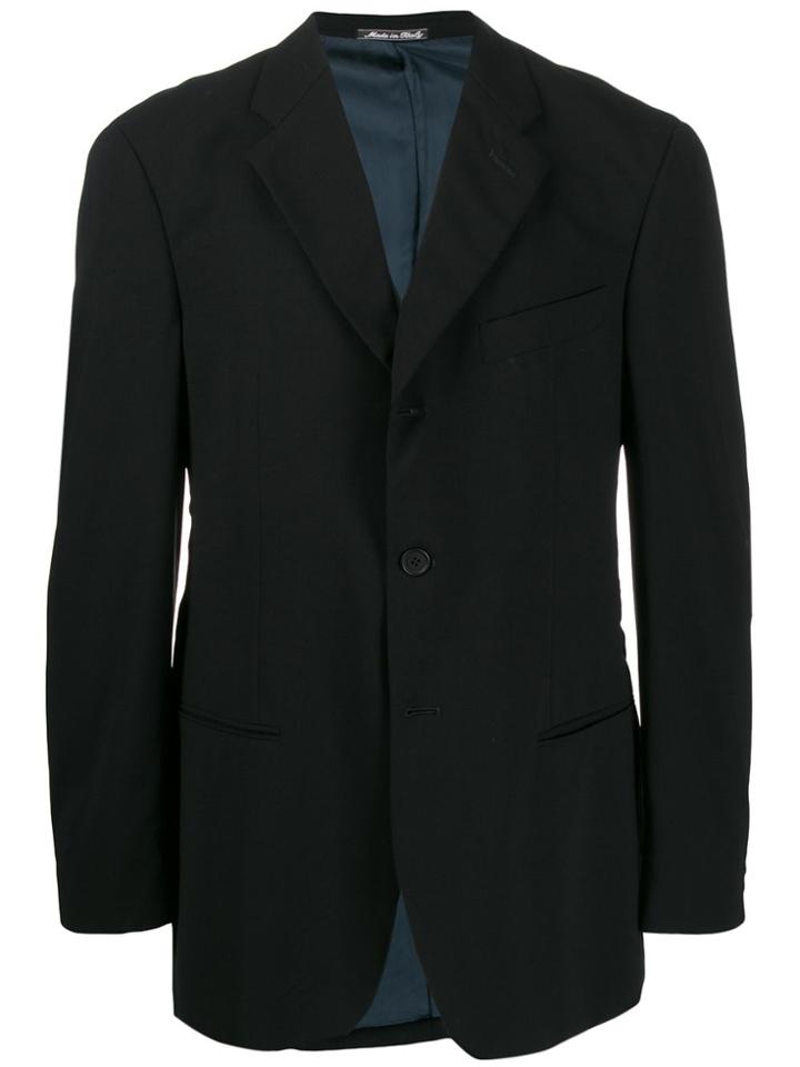 Giorgio Armani Pre-owned 1990s Notched Lapel Slim-fit Blazer - Black