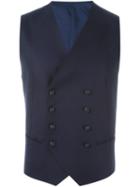 Tagliatore Slim Suit Waistcoat, Men's, Size: 52, Blue, Cupro/virgin Wool