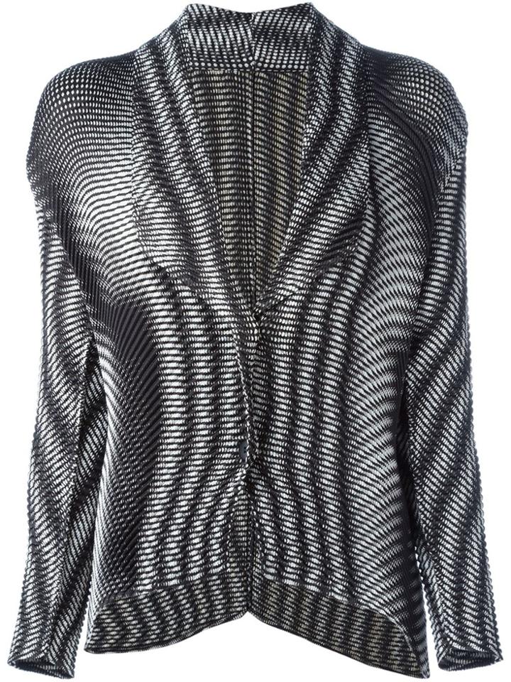 Issey Miyake Vintage Op-art Pleated Light Jacket - Black
