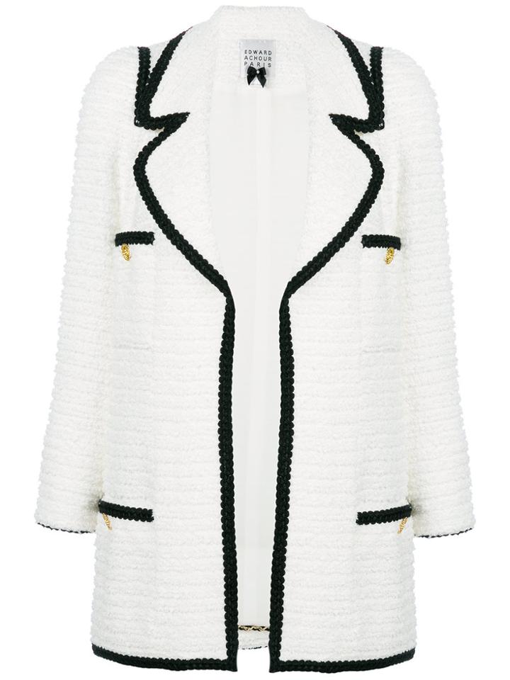 Edward Achour Paris Contrast Trim Tweed Jacket - White