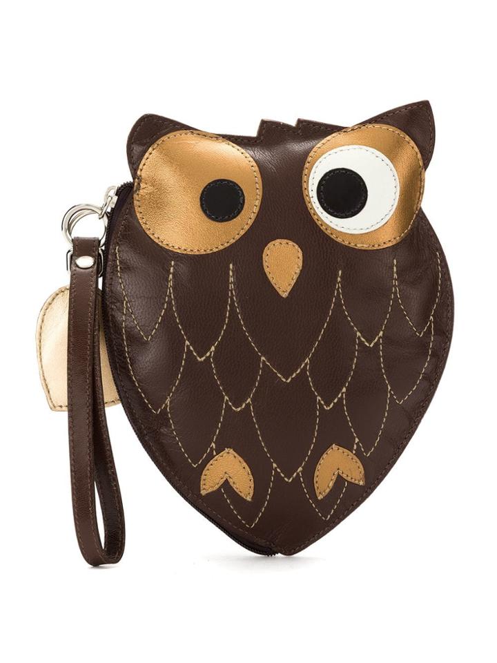 Sarah Chofakian Coruja Leather Clutch - Brown