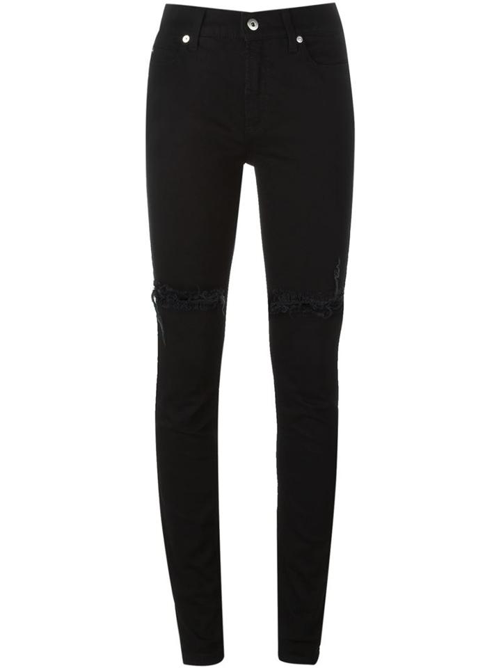 Mcq Alexander Mcqueen Distressed Skinny Jeans, Women's, Size: 28, Black, Cotton/spandex/elastane