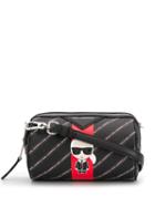 Karl Lagerfeld Striped Mini Barrel Bag - Black