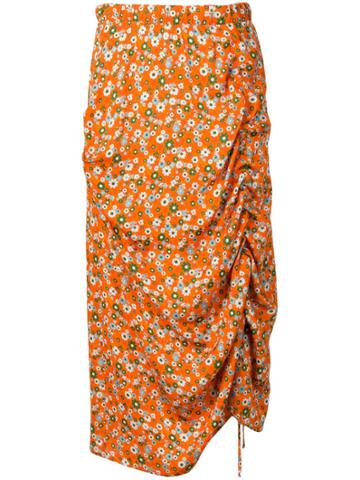 Marco Rambaldi Floral Print Draped Skirt - Orange