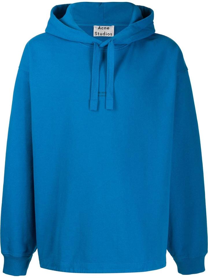 Acne Studios Inverted Logo Print Hoodie - Blue