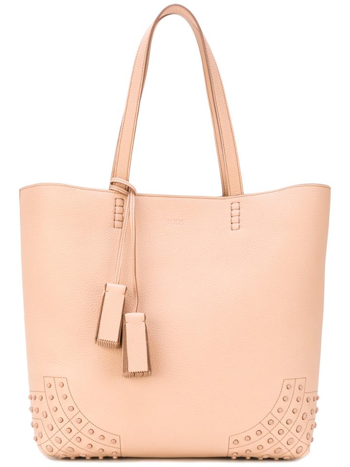 Tod's Embossed Detailing Shopping Bag - Nude & Neutrals