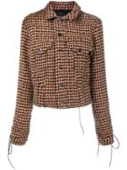 Haider Ackermann Houndstooth Lace-cuff Jacket, Women's, Size: 34, Yellow/orange, Virgin Wool/alpaca/nylon/cotton