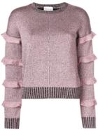 Red Valentino Ruffle Sleeve Sweater - Pink & Purple