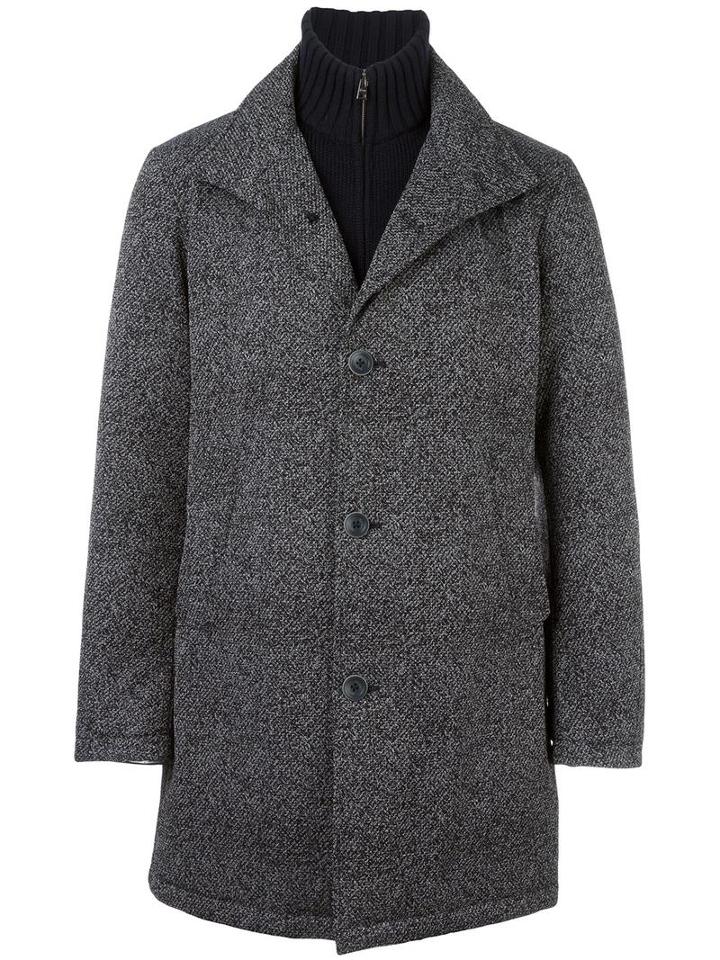 Herno Padded Single Breasted Coat, Men's, Size: 54, Black, Feather Down/polyamide/virgin Wool