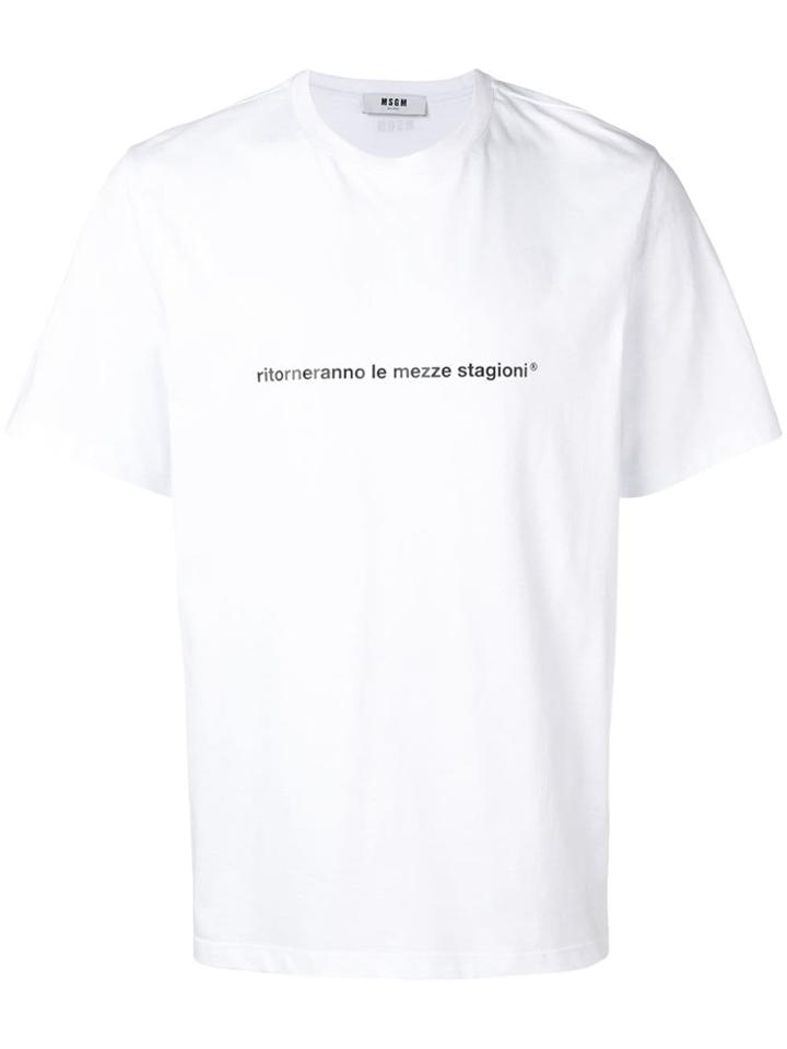 Msgm Printed Slogan T-shirt - White