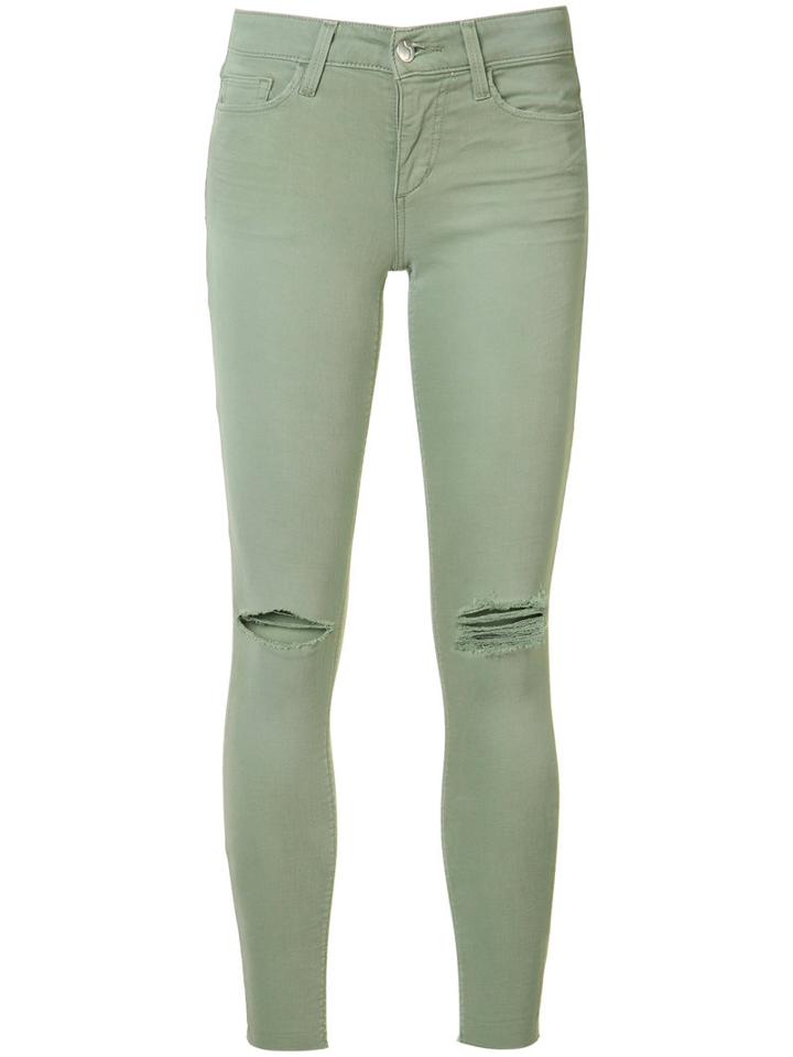 Joe's Jeans Ripped Super Skinny Jeans, Women's, Size: 26, Green, Cotton/spandex/elastane