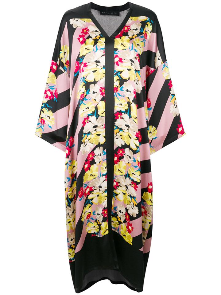 Etro Floral Stripe Print Kaftan - Multicolour