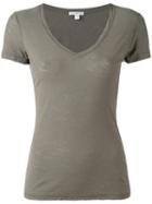 James Perse - Plunging V-neck T-shirt - Women - Cotton - 2, Women's, Green, Cotton