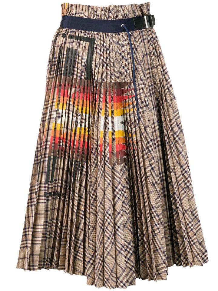 Sacai Check Pleated Skirt - Blue