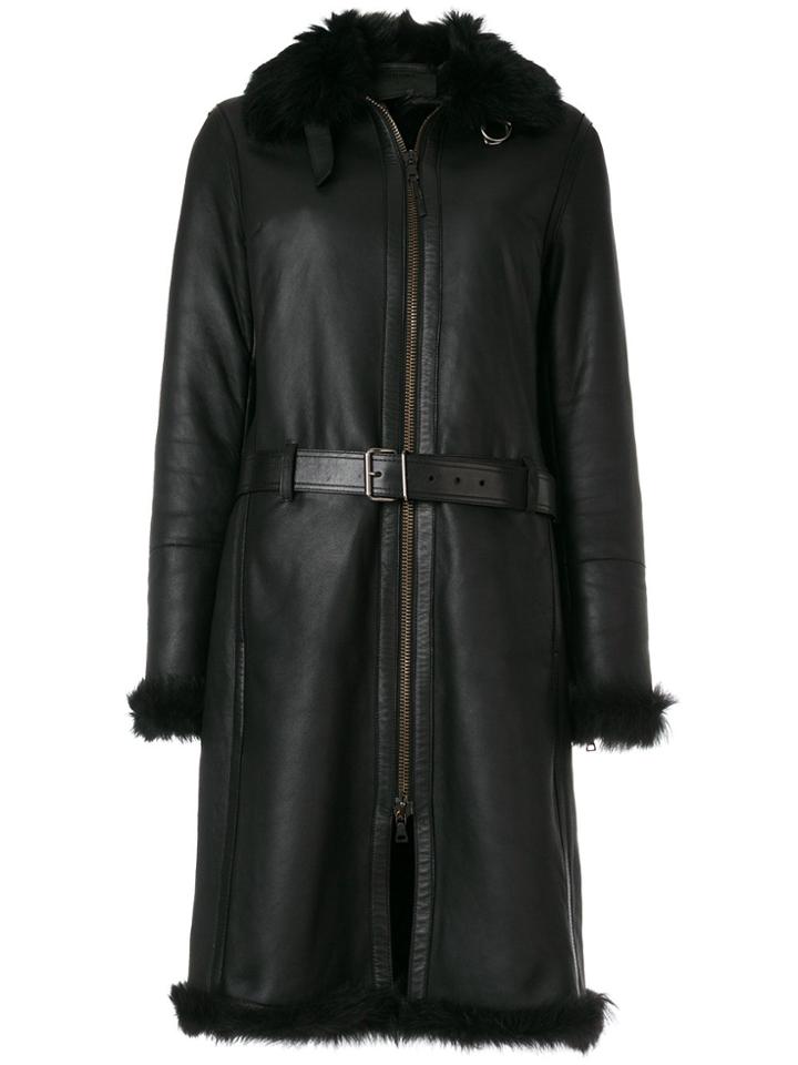 Prada Vintage Long Belted Coat - Black