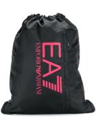 Ea7 Emporio Armani Logo Print Drawstring Backpack - Black