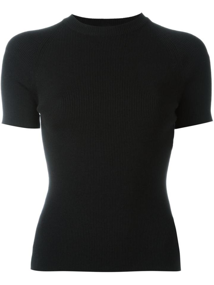 Rosetta Getty Ribbed Short Sleeve T-shirt, Women's, Size: Small, Black, Merino