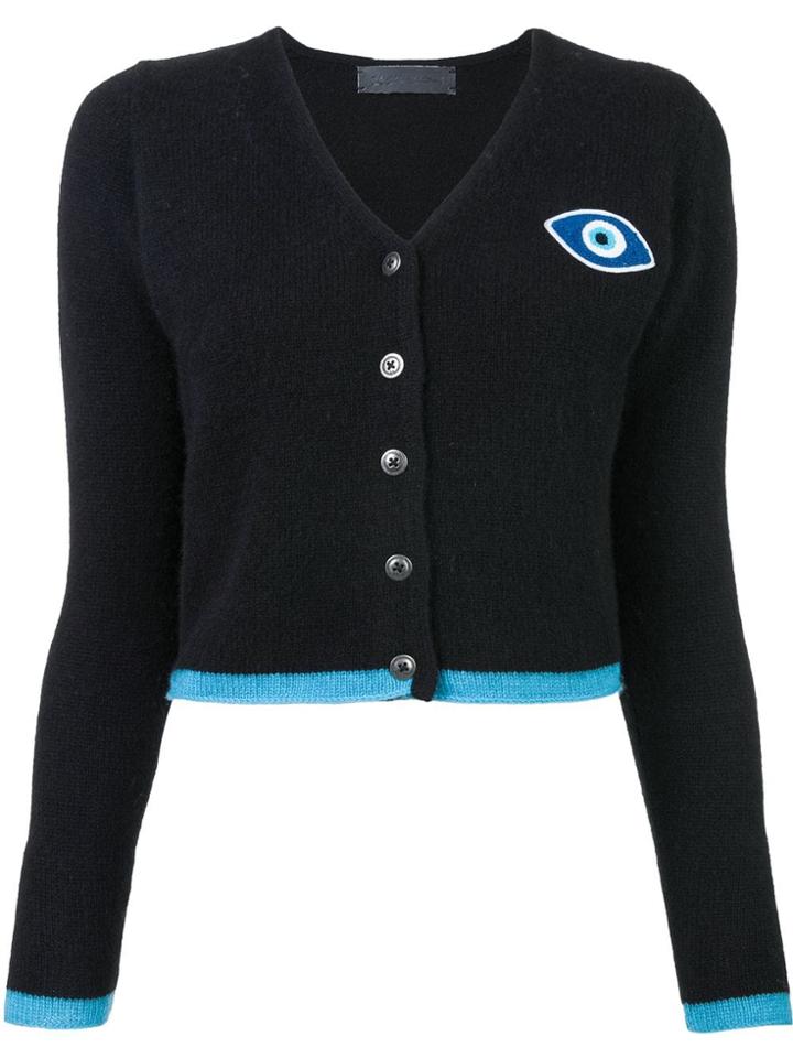 The Elder Statesman Eye Embroidered Cardigan - Black