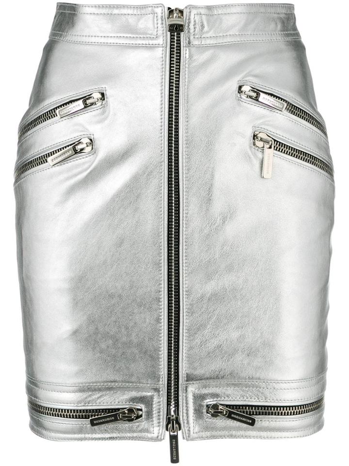 Dsquared2 Zip Through Mini Skirt - Silver