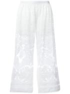 Just Cavalli Open Embroidery Cropped Trousers, Women's, Size: 40, White, Cotton/polyester/viscose