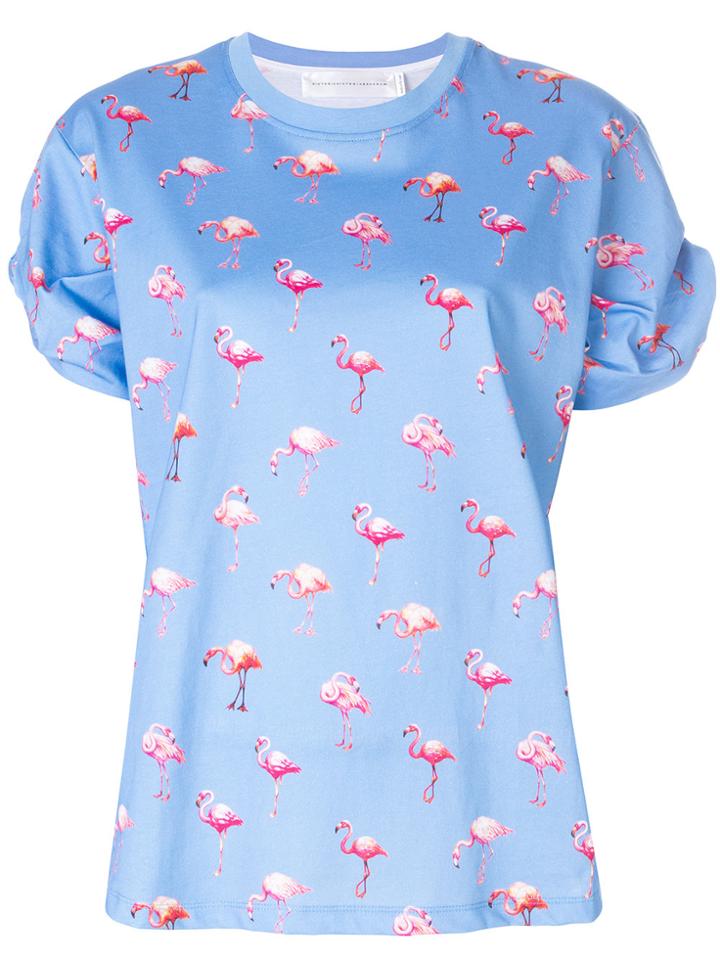 Victoria Victoria Beckham Flamingo Print T-shirt - Blue