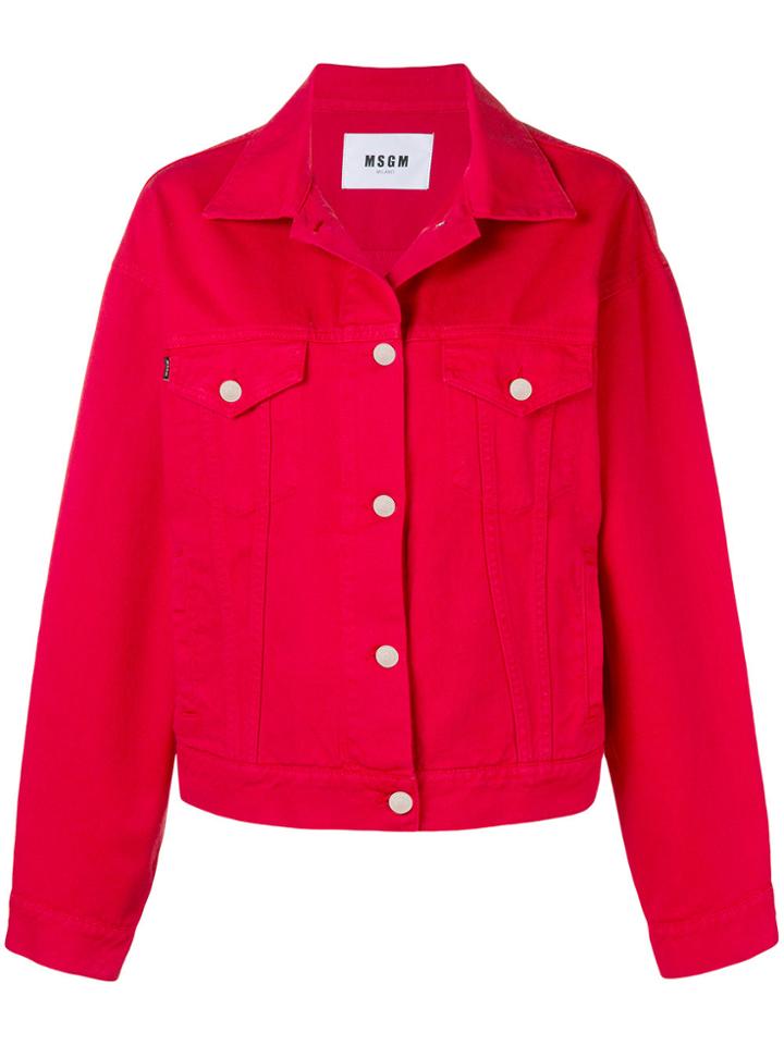 Msgm Logo Embroidered Denim Jacket