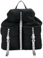 Prada Drawstring Studded Backpack - Black