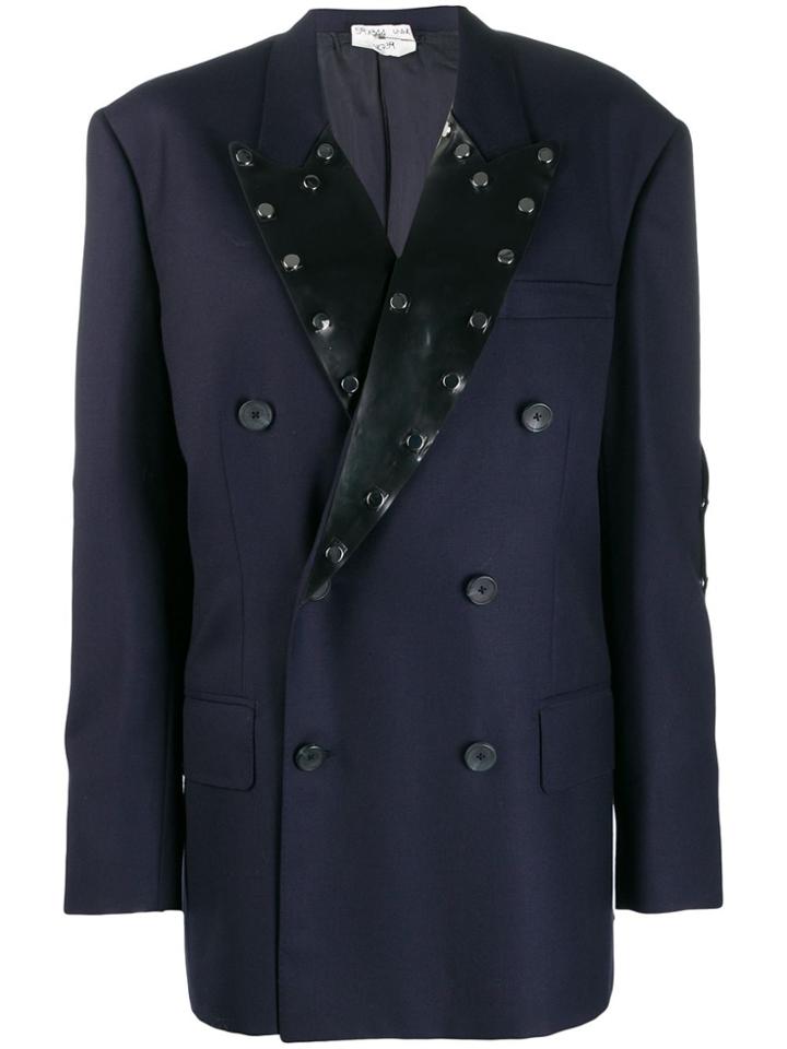 Christopher Kane Tailored Latex Lapel Blazer - Blue