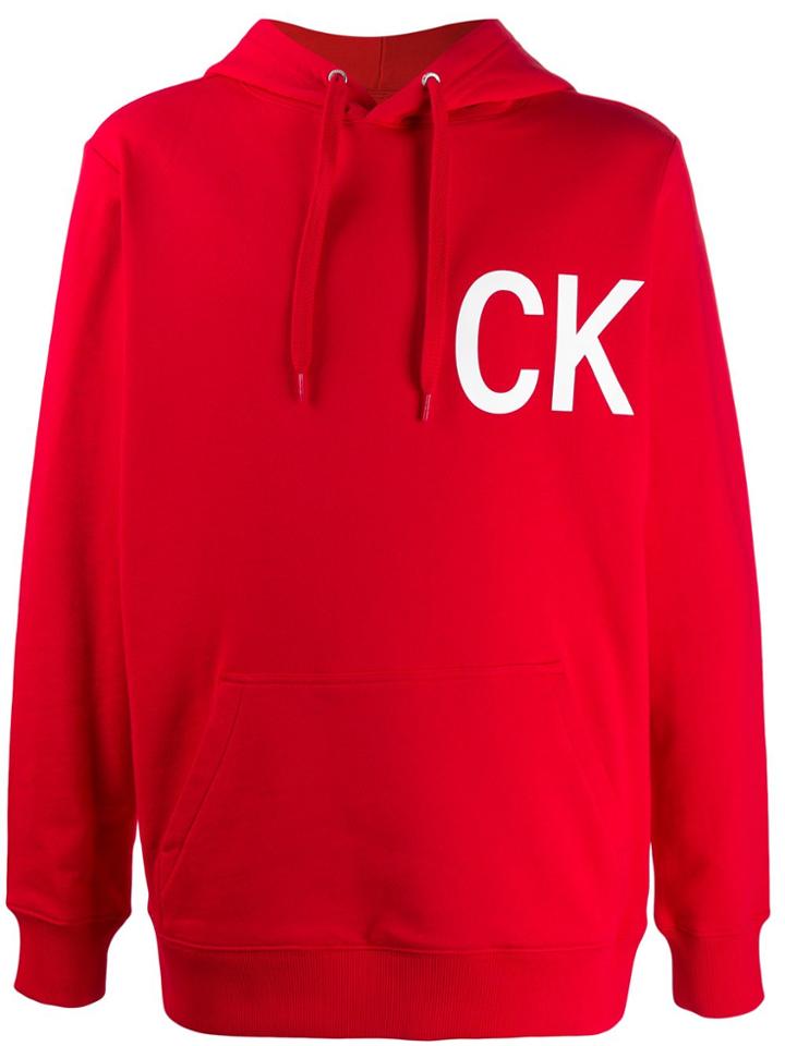 Calvin Klein Jeans Initial Logo Print Hoodie - Red