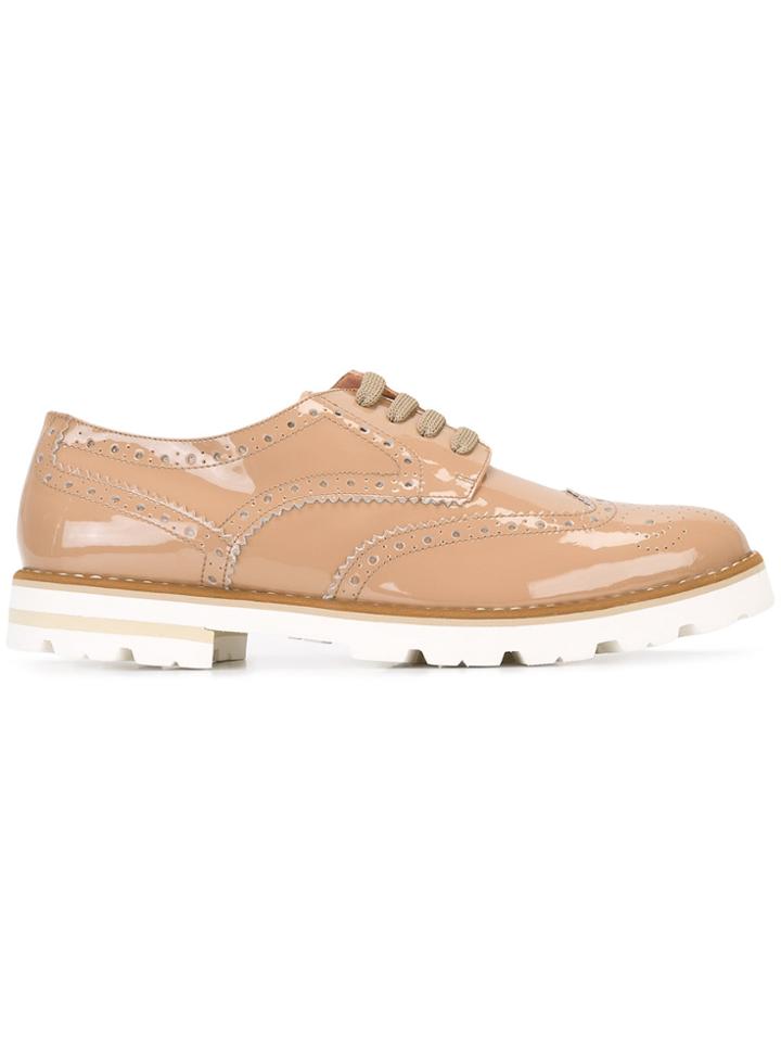 Baldinini Contrast Sole Brogue Shoes - Nude & Neutrals