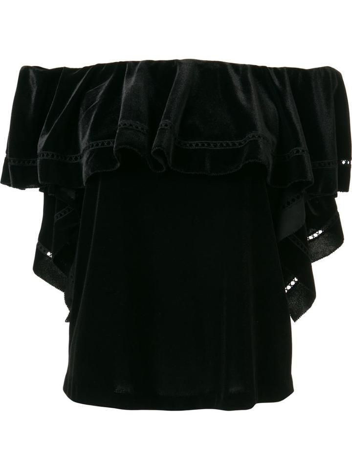 Rachel Zoe Ruffle Off-shoulder Top, Women's, Size: 4, Black, Polyester/spandex/elastane