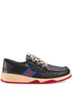 Gucci Leather Lace-up Shoe With Web - Black