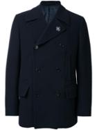 Lardini Double Breasted Coat, Men's, Size: 54, Blue, Wool/cashmere