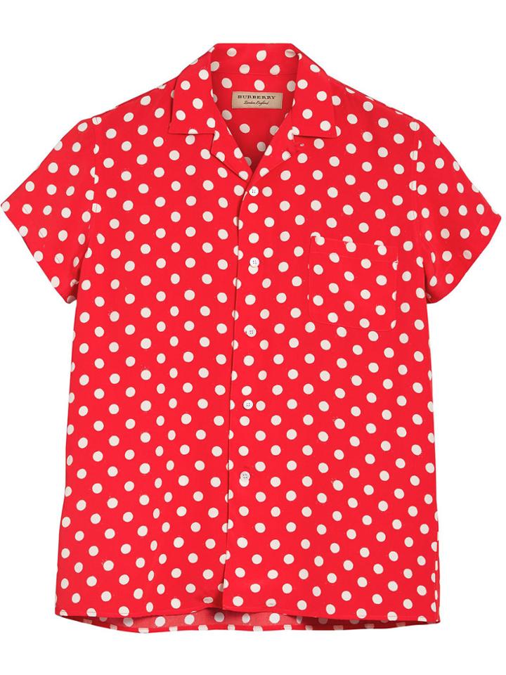 Burberry Polka Dot Short Sleeved Shirt - Red