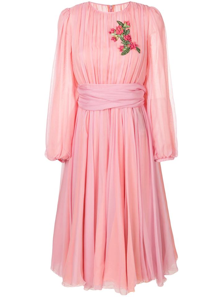 Dolce & Gabbana Embroidered Chiffon Dress - Pink & Purple