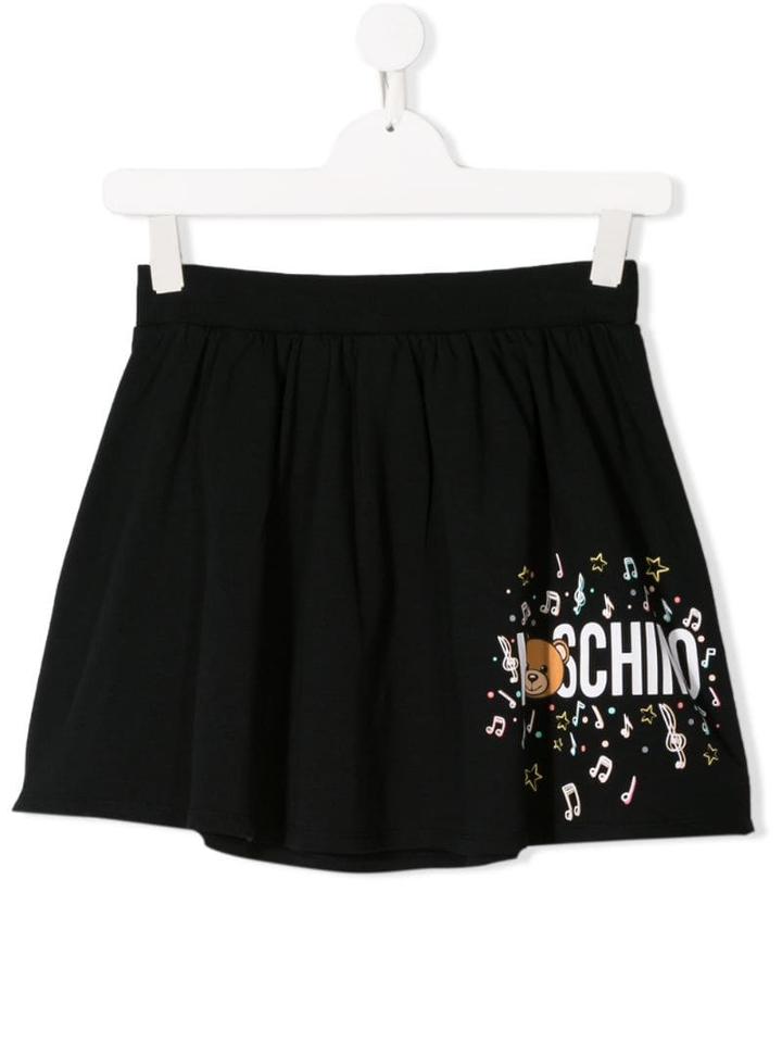 Moschino Kids Teen Bear Music Logo Print Skirt - Black