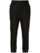 Yohji Yamamoto Button Cuff Cropped Trousers - Black