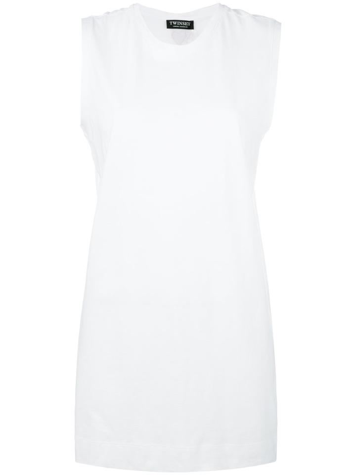 Twin-set Long Sleeveless T-shirt, Women's, Size: Xxl, White, Cotton