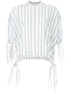 Erika Cavallini Striped Shortsleeved Shirt - White