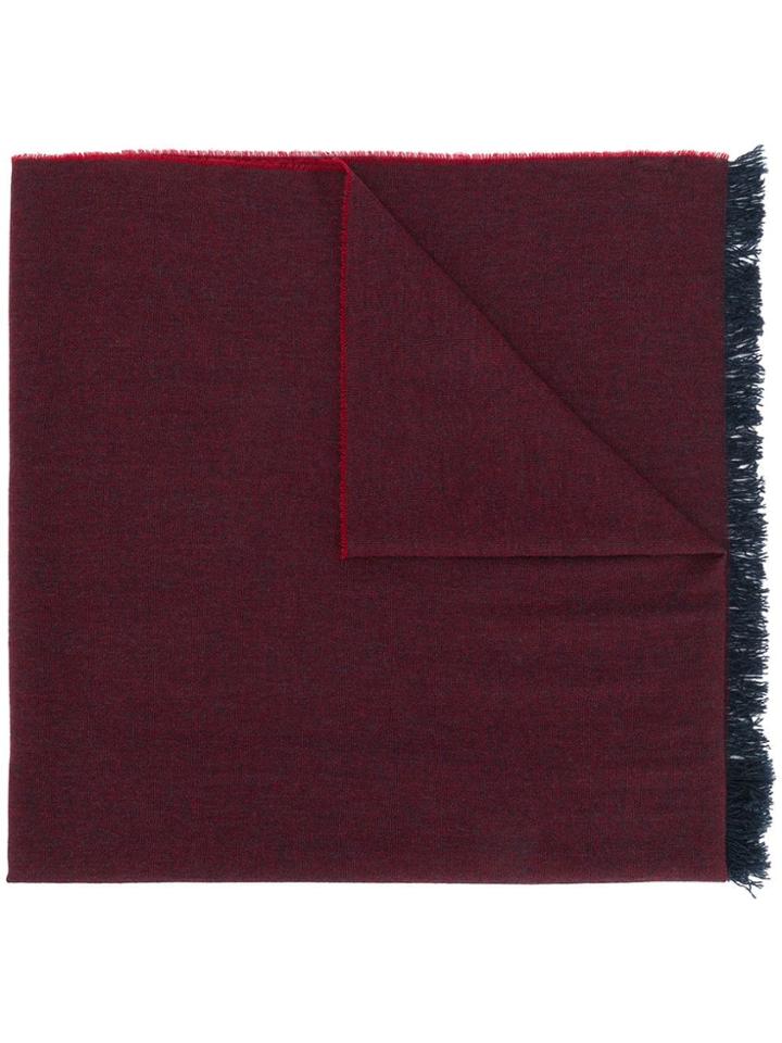 Kiton Fringed Edge Scarf - Red