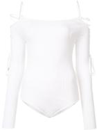 Cushnie Et Ochs Lace-up Detailing Boatneck Bodysuit - White