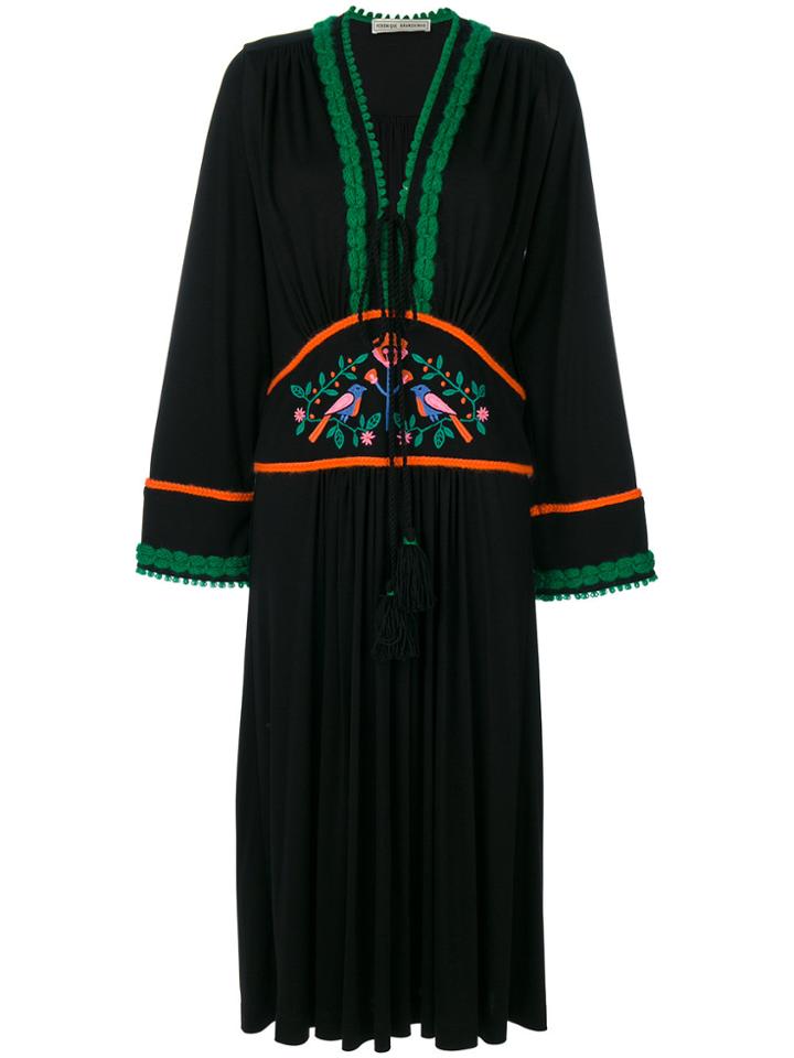 Veronique Branquinho Embroidered Long Sleeve Dress - Black