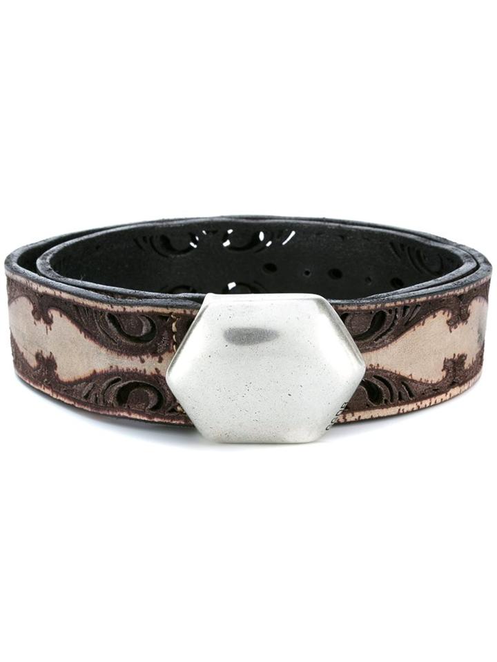 Golden Goose Deluxe Brand Laser-cut Belt, Women's, Size: 75, Brown, Calf Leather