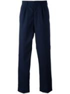 Ami Alexandre Mattiussi Double Pleat Wide Leg Trousers, Size: 36, Blue, Wool